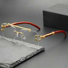 1副男士金属几何镜框双梁上框欧美流行飞行员时尚眼镜 - 金色 - 查看 9