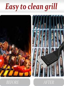 Brosse à grille en acier inoxydable avec manche ergonomique noir - brosse à bristles en métal réutilisable et facile à nettoyer, parfait pour le barbecue sans effort. Parfait pour une utilisation en cuisine et en extérieur, sans électricité nécessaire. Accessoire de cuisine pratique. Bristles en acier inoxydable, accessoire de barbecue extérieur.