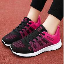 Women's Casual Running Shoes, Lightweight And Breathable, New Mesh Women's Shoes, Black Versatile Student Running Shoes - Black Rose Red - View 6