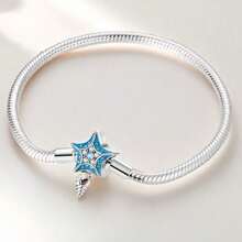 Blue Starfish And Conch Basic Chain DIY Bracelet Loose Beads Beads Women's Snake Bone Chain Sterling Silver Pendant Suitable For Daily Clothing Holiday Gift