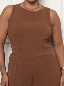 Duna Women's Plus Size Long Elegant Social Jumpsuit - Rỉ Nâu - Xem 5