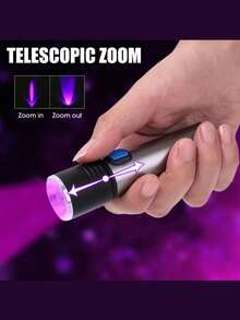 UV Flashlight Powerful 395nm USB Charge Zoomable Torch Waterproof For Outdoor Camping Emergency Ultraviolet Urine Detector Light UV LED Flashlight - As Shown In the Figure - View 8