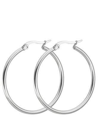 1 Pair Stainless Steel Classic Hoop Earrings, Exaggerated Large Round Circle Hypoallergenic Non-Fading Earrings In Silver & Gold Colors For Women