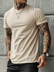 4pcs/Set Men's Summer Casual Solid Color Short Sleeve T-Shirt - Multicolor - View 9
