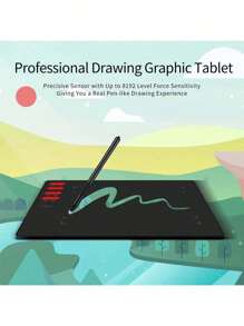 8192 niveaux de pression 8 touches express Tablette graphique légère, convenant pour Windows, compatible OTG pour la création artistique, l'esquisse, la conception et l'enseignement, zone active de 7,6 x 5,6 pouces avec système d'équilibrage d'inclinaison et taux de rapport de 266 PPS pour une expérience de dessin fluide