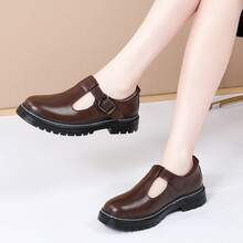 Mary Jane Shoes Women Platform Non-Slip Classics Round Toe Ankle T Strap Comfort Casual Oxford Dress Work Mary Jane Chunky Shoes Black US 6 - Nâu sẫm - Xem 6