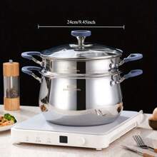 Heavy Duty SUS304 Stainless Steel 3-Tier Steamer Pot, Cooking Pot, Stockpot, Large Capacity, Multi-Function Cookware For Home Kitchen