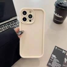 1 pieza Funda de teléfono blanca de unicolor, antideslizante y a prueba de golpes, con textura mate y protección para la lente, de moda, compatible con iPhone 16/16Pro/16ProMax/16Plus, 15, 14, 13, 12, 11, XR, XS, XsMax