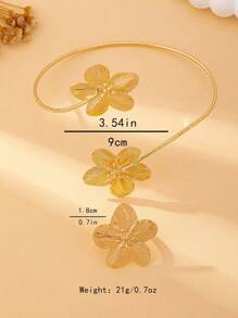 2pcs Fashionable 5-Petal Flower Opening Bracelet & Ring Set, Minimalist & Versatile Elegant