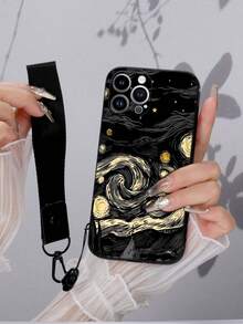 1 件黑色 TPU 星空绘画图案防震手机壳和 1 件黑色手榴弹扣腕带，兼容 、Android 手机（OPPO 等）、17 Pro Max、A14、A54、A52、A31 4G、A23、Redmi Note 8 Pro、Note 11 Pro 4G、Note 12 4G、OPPO A54 - 彩色 - 查看 3