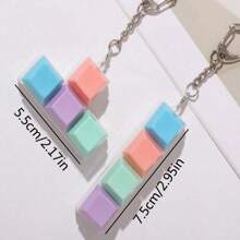 1pc Random Color & Chain Style Squeeze Stress Relief Fidget Cube Keyboard Key Pendant Toy