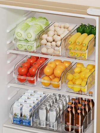 1/2件厨房工具收纳盒，冰箱蔬菜水果收纳篮，透明大容量保鲜盒，多尺寸饮料架，调味罐分类整理架，厨房用品展示架