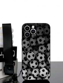 足球 1 件黑色 TPU 迷彩足球图案防震手机壳和 1 件黑色手榴弹扣腕带，兼容 16 PRO MAX、A14、A54、A52、A31 4G、A23、Redmi Note 8 Pro、11 Pro 4G、12 4G、OPPO A54 等 /Android/OPPO 手机 - 彩色 - 查看 3