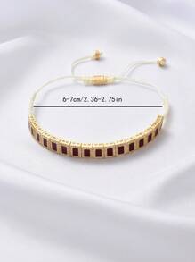 1 pièce Bracelet ajustable de luxe et mode, style bohème rétro avec motif géométrique losangique en zirconium. Convient pour les banquets, les fêtes, le port quotidien, l'Aïd al-Adha, les cadeaux de vacances