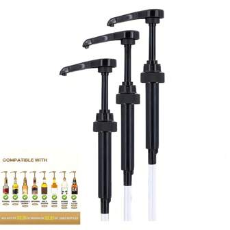 3 pièces Distributeur de sirop, pompe à café, pompe à miel, pompe à sirop de 10 cc, pompe à vinaigre et huile de soja. Convient pour les bouteilles de sirop de café de 25,4 onces (750 ml) sans obstruer, déborder ou goutter. Distributeur avec angle fixe, pour les restaurants. Bons cadeaux pour les mères, les femmes et les filles dans les cuisines