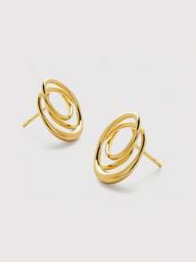 Pendientes de diseñador únicos de plata de ley 925 de estilo de línea de lujo ligero de Ewell, con diseño hueco retorcido para uso diario de niñas