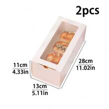 2pcs/4pcs Simple Ins Style Cake Boxes With Transparent Window & Drawer, Cake Roll Towel Packaging Bakery Dessert Boxes, Gifts & Takeout Boxes For Dessert Shop, Birthday Gifts, Large Capacity - Multicolor - View 22