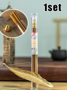 Golden Small Bodhi Leaf Incense Holder - Exquisite Aromatherapy Ornament With Space-Saving Horizontal Design For Household Indoor Use - Inspired By Traditional Japanese Style, Compact And Beautiful Gifts Birthday Graduation