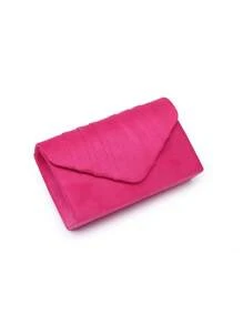 This Is A Handheld Evening Clutch Bag. It Is Convenient To Open And Close, And The Interior Space Can Accommodate Items Such As A Mobile Phone, Lipstick, And Bank Cards. It Is Made Of A Bright Fuchsia Velvet Material With A Unique Crinkled Texture, Which Is Fashionable And Eye-Catching. It Is Suitable For Use On Occasions Such As Parties, Concerts, And Fashion Events, And Can Easily Enhance Your Overall Look.