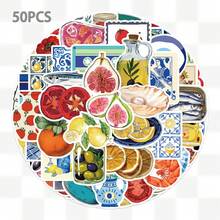 50 miếng dán cà chua Địa Trung Hải, miếng dán hoạt hình dễ thương chống nước dùng cho mục đích tự làm như trượt ván, bình nước, máy tính xách tay và điện thoại di động - Nhiều màu - Xem 8