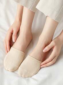 5 双女士双色踝袜隐形袜薄款硅胶防滑隐形半趾袜适合秋冬季日常穿着