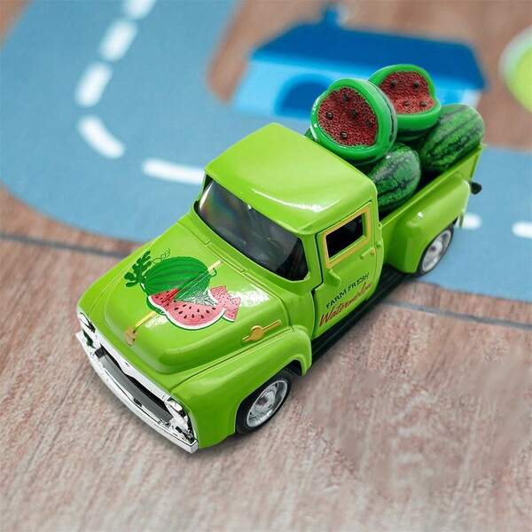 Metal Trucks And Watermelon Figurines Cute Summer Desk Statue Modern Art Sculptures For Home Tabletop Decoration