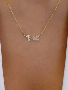 1 件时尚优雅简约郁金香花项链 - 彩色 - 查看 2