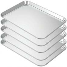 5 Pans Aluminum Cookie Sheet Baking Tray Pan Full Sheet Baking Supplies Baking Pan Baking Pans Bread Pan Baking Set Bakeware Sets Cookware Sets Baking Sheets Baking Pans Set Baking Sheets F - Silver - View 1