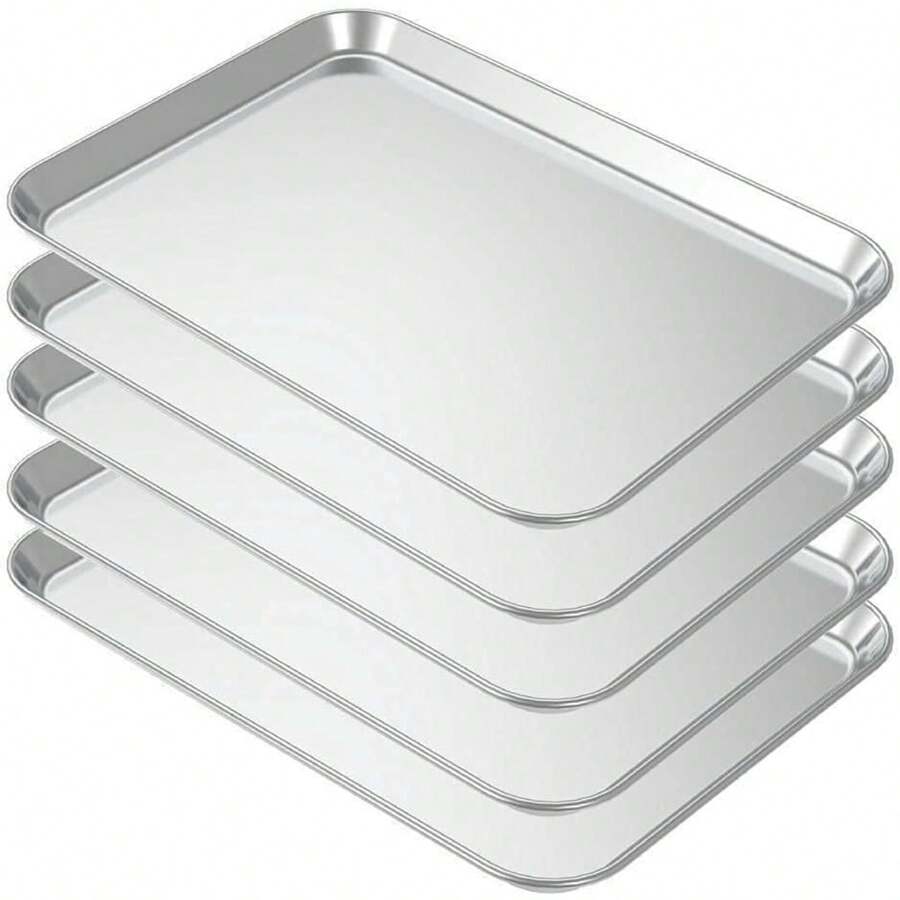 5 Pans Aluminum Cookie Sheet Baking Tray Pan Full Sheet Baking Supplies Baking Pan Baking Pans Bread Pan Baking Set Bakeware Sets Cookware Sets Baking Sheets Baking Pans Set Baking Sheets F - Silver - View 1
