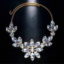 LuxstyWear Vòng cổ pha lê thủ công cỡ lớn sang trọng cho phụ nữ, thời trang gợi cảm, vòng cổ kim cương giả hình vuông lớn, phụ kiện - Bạc - Xem 7