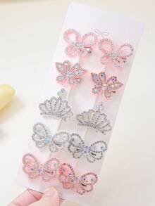 10 piezas de Pasadores de metal con mariposas de brillo, Elegantes pasadores de pelo para niñas, Accesorios de pelo versátiles para uso diario - Multicolor - Ver 2