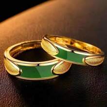 1 anel sofisticado ajustável banhado a ouro 18K, estilo europeu e americano, adequado para homens e mulheres, casamento, casal, encontro, festa