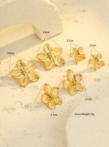 2/6pcs Stainless Steel Golden Elegant Flower Stud Earrings Set, Suitable For Women's Daily Wear Or Gift