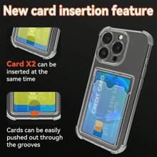 1pc Transparent Bumper Card Holder Case With Card Slots, Creative Push-Through Lens Full Body Shockproof Silicone TPU Cover Compatible With Apple 17 Pro/17 Pro Max/17 Air/17, Galaxy S25 FE, /Redmi/Honor/