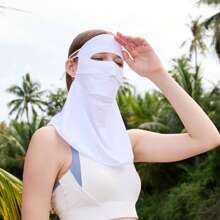 Máscara facial de estilo bohemio de unicolor, protege con precisión el rostro y el cuello, material ligero y transpirable que evita la pegajosidad, adecuada para deportes al aire libre, vacaciones en la playa y talla grande escenarios, afronta fácilmente el verano caluroso, ¡salidas despreocupadas y con estilo!