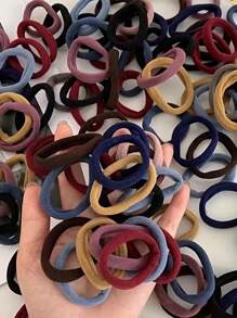 300/100 Peças Conjunto de Faixas de Cabeça Bohemias Vintage - Faixas de Cabeça sem Costura de Alta Elasticidade, Elásticos para Rabo de Cavalo, Conjunto de Faixas de Cabeça Sólidas de Cores Mistas para Meninas
