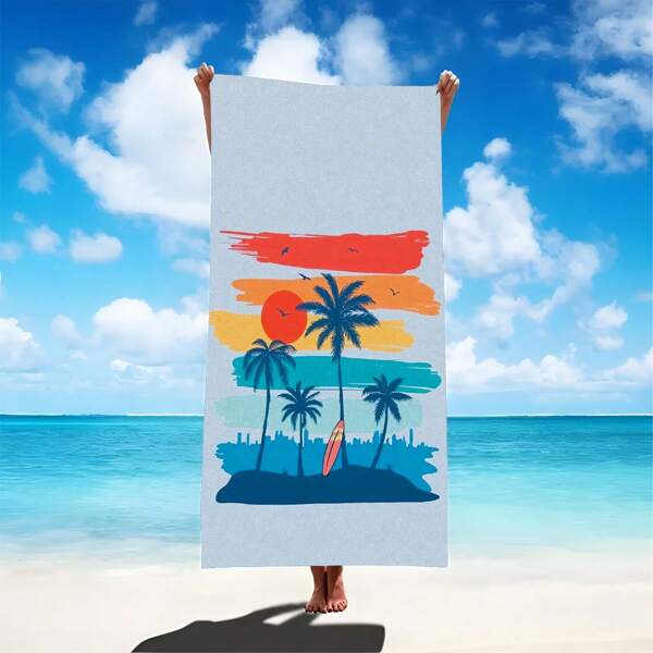 1pc Super Soft Microfiber Beach Towel, Quick Dry Absorbent Lightweight Multipurpose Bath Towel For Beach, Bathroom, Swimming