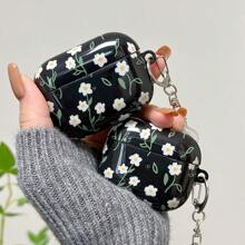 Minimalistyczne białe etui ochronne na słuchawki bezprzewodowe z TPU z drobnym kwiatowym wzorem, kompatybilne z 1/2, 3, Pro, Pro 2, z trwałymi, pasującymi akcesoriami