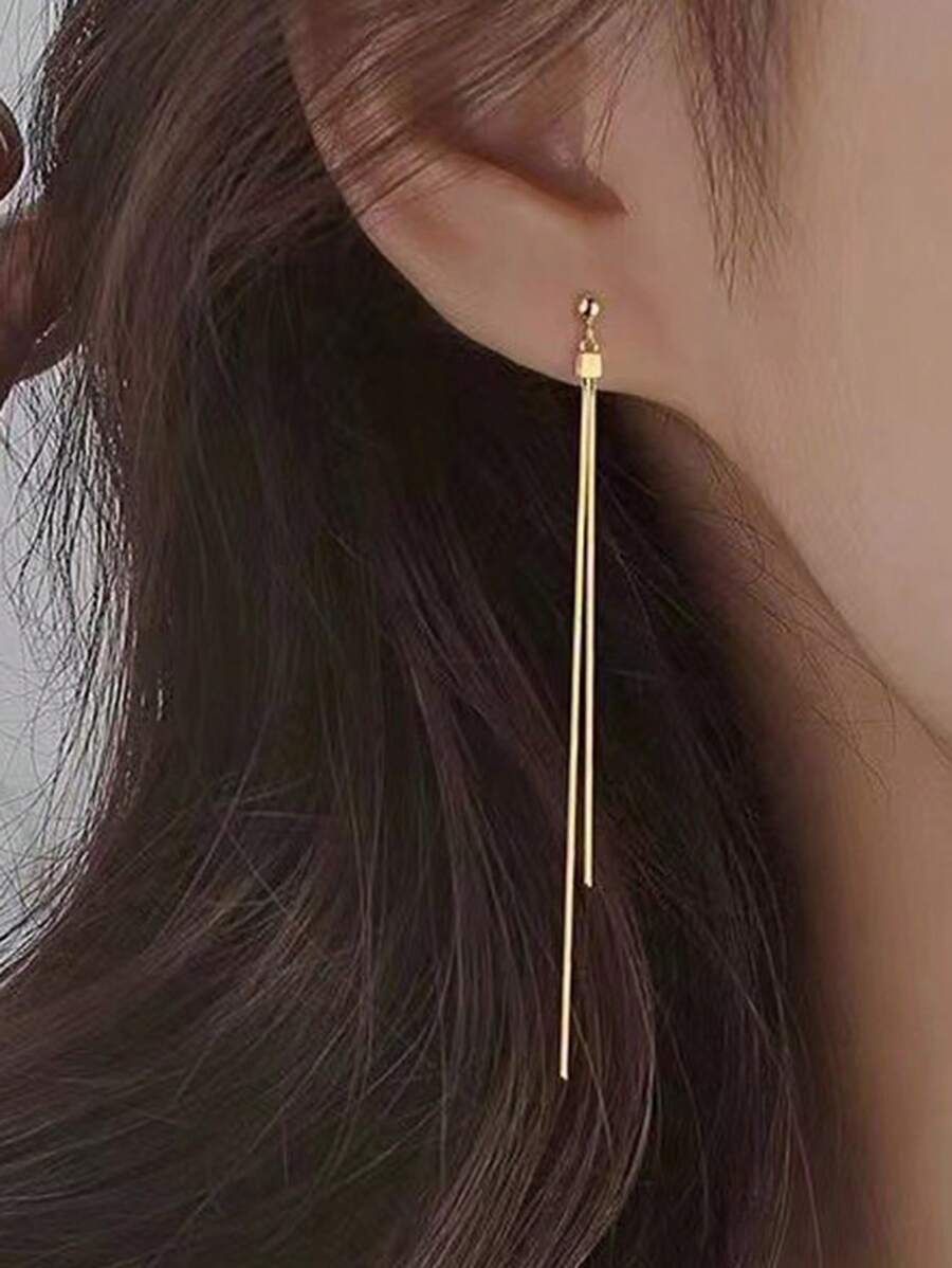 1pair Luxury & Minimalist & Tassel Design Earrings For Women, Suitable For Daily Wear