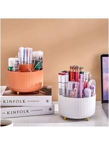 1pc 5-Slot 360 Degree Rotatable Pen Holder Storage Cup, Suitable For Desktop Pencil Holder, Desktop Organizer And Accessories, Desktop Stationery Organizer, Cute For Office, School, Home Use,Back To School,School Supplies,Pencil Case,Pencil Pouch,School Bag
