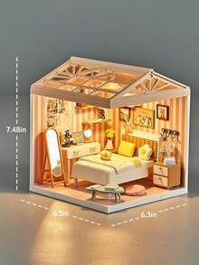 طقم منزل دمية مصغرة لل-DIY، مجموعة إنشاء مايكروسكوبي لمنزل الميك آب وتفاصيل الغرفة الداخلية بإضاءة LED، هواية وحرفة للبالغين هدايا فريدة للمراهقين