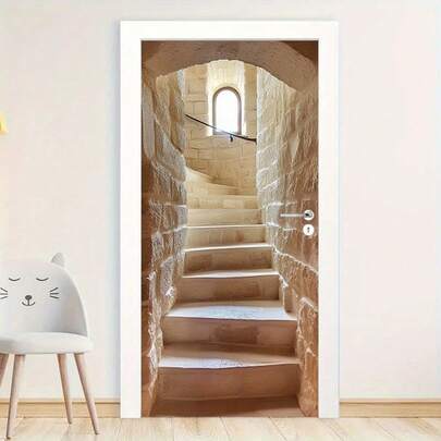 1pc Headdress Artwork Poster Wall Sticker For Bedroom, Removable Abstract Art Door Decal Wall Decor Room Decor Stickers