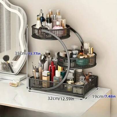 1pc Varnished Metal Cosmetic Organizer, Transparent Dresser Storage Box, Exquisite Storage Box, Jewelry, Gadgets For Kitchen, Bedroom, Bathroom