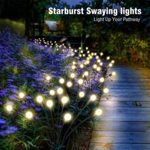 IP65 Waterproof 2-Pack Solar Firefly Lights | 4H Fast Charge | 8/10LED Wind-Swaying Garden Path Lamps
