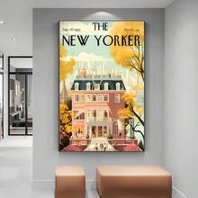 1 件/3 件墙面艺术海报可选框架旅行纽约客杂志帆布海报墙面艺术海报家居咖啡装饰墙画客厅卧室走廊装饰