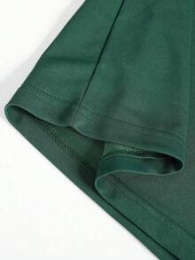 Loose Fit Men's Solid Color Round Neck Short Sleeve Casual-Shirt RYER - Dark Green - View 8