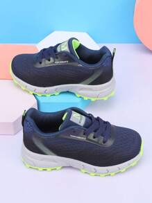 Zapatillas de deporte rosas con cordones, ligeras y transpirables de malla, antideslizantes, para niños y niñas. Calzado deportivo casual para estudiantes de primaria, gimnasio, fitness, entrenamiento cruzado y trotar