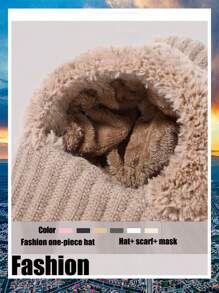 WarmthMax Thermal Lined Knit Hat - Windproof, Thermal Insulation, Earflap Protection, Hooded Neck Gaiter, Breathable, Moisture-Wicking, Outdoor Cycling Essential For Cold Weather