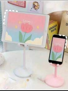 2 pièces Support de téléphone portable mignon en forme de lapin, support de bureau universel pour diffusion en direct et cours en ligne, support pliable et ajustable pour regarder la télévision, support de chevet portable
