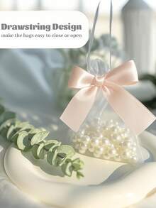 20pcs/10pcs/1pc Champagne Organza Drawstring Bags, 3.9x4.7 Inch Rose Pattern Jewelry Pouches, Wedding Party Favor Bags, Bridal Shower, Bachelorette Party Decor, Bridal Party Gifts, Wedding Guest Favors, Party, Wedding, Christmas, Valentine's Day - Champagne - View 7